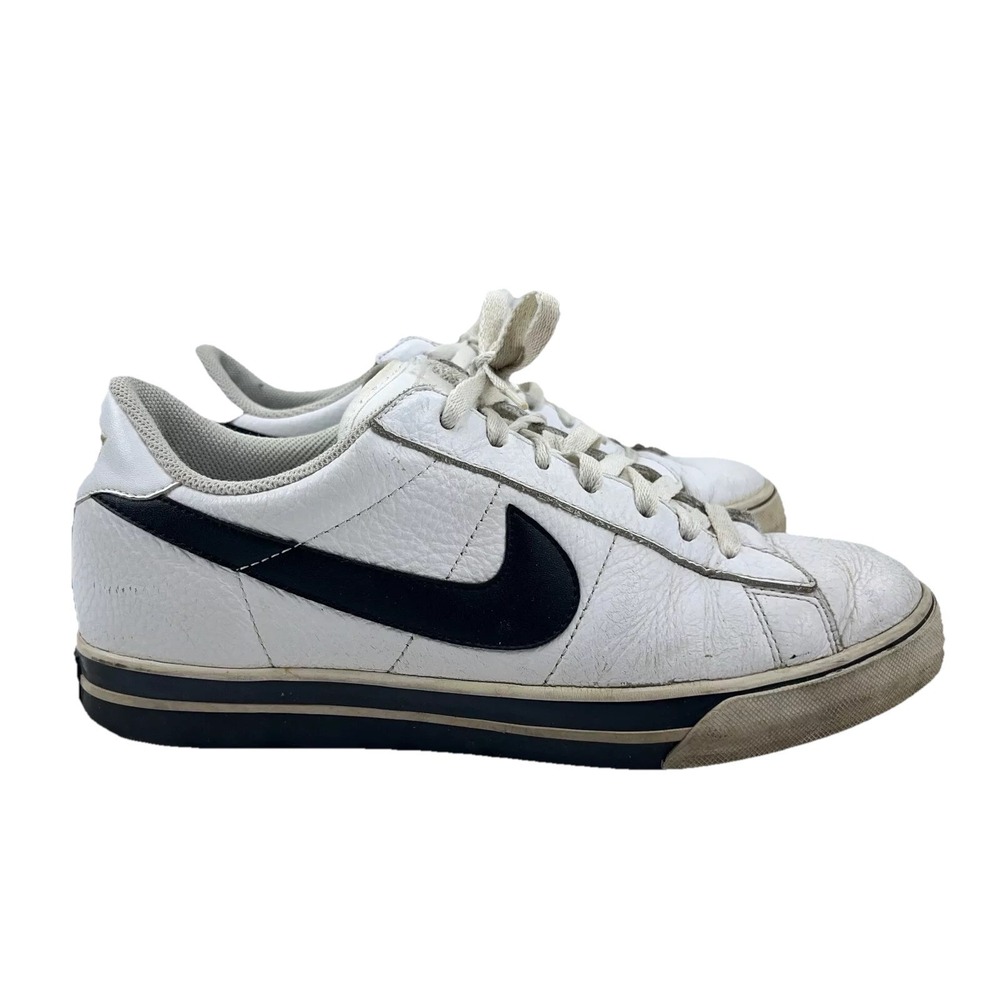 Nike Sweet Classic Leather Shoes White Black Mens 8.5 Distressed 318333-101